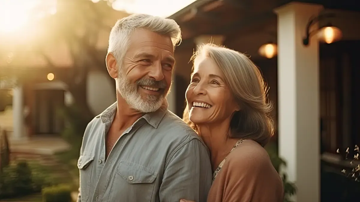 Couple smiling after restorative dentistry in Irvine, CA